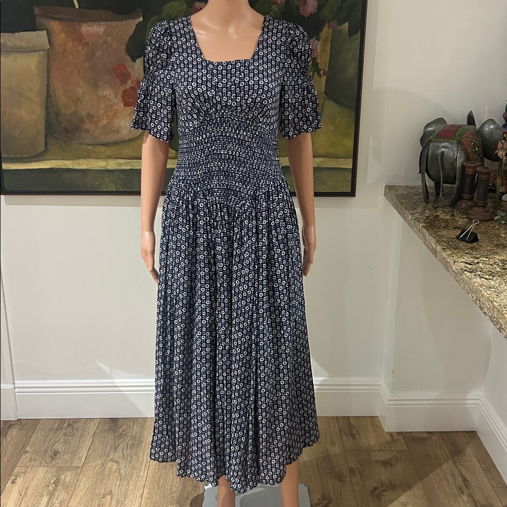 Free People blue print midi dress